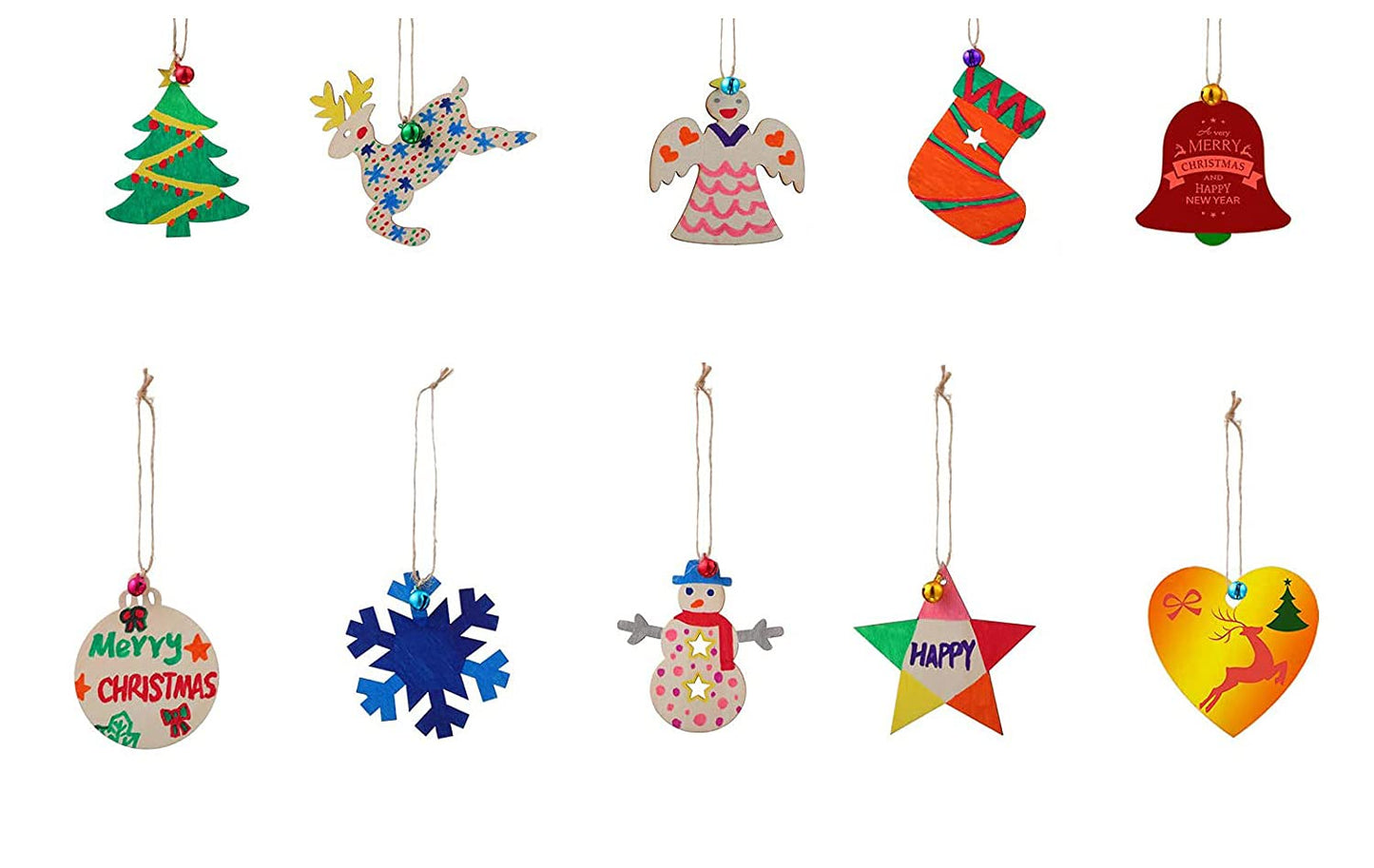 100 Pcs Wood Slices, Unfinished Christmas Wooden Ornaments Hanging Embellishments Crafts for Art Crafts Gift Decoration (Bell)