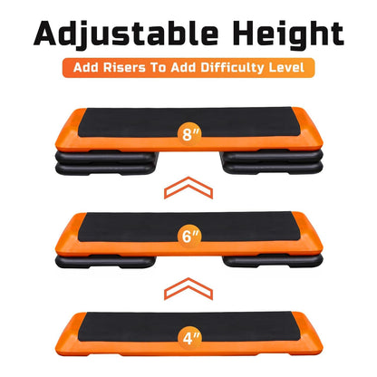 ZENY 43'' Exercise Aerobic Step Platform Adjustable Workout Step with 4 Stackable Risers, Aerobic Steppers for Exercise at Home Gym Cardio Strength & Training (Orange)