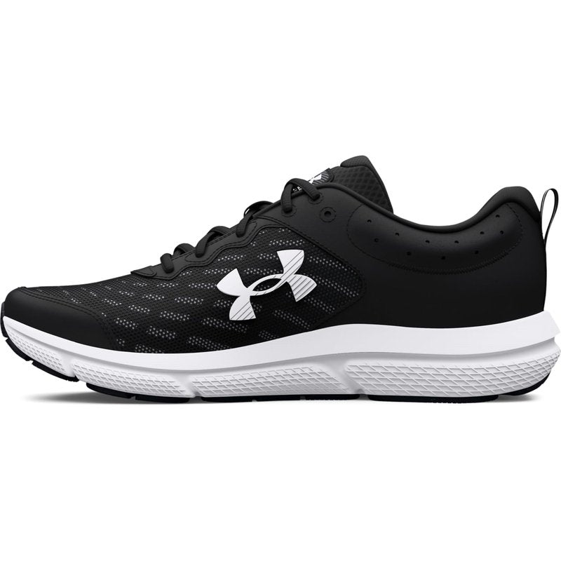 Under Armour Men's Charged Assert 10 Running Shoe, (001) Black/Black/White, 7 XX-Wide