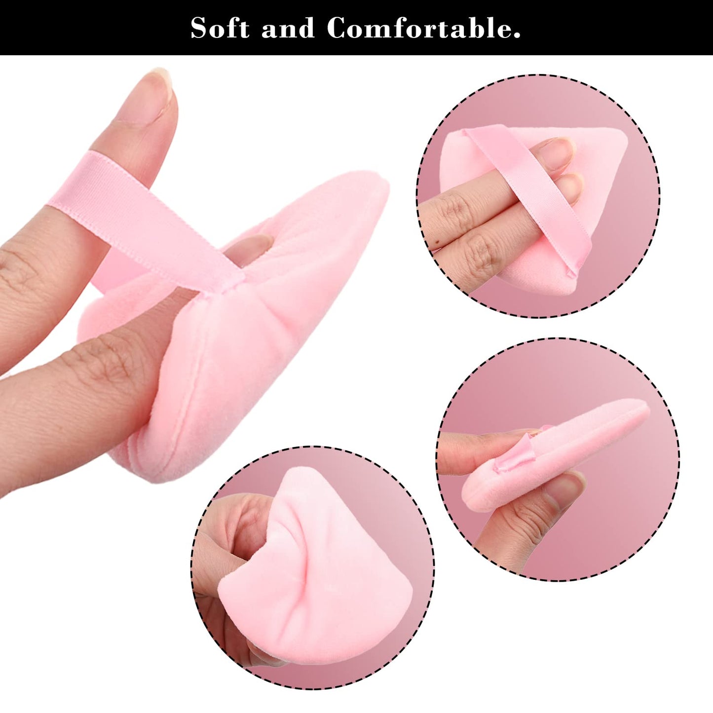 8Pcs of Triangular Powder Puff Makeup Sponges, Made of Super-soft Velvet, Designed for Contouring, Eye, and Corner, Beauty Blender Foundation Mixing Container.(Black)
