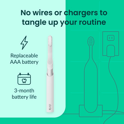Quip Metal Sonic Electric Toothbrush for Adults - Time Travel & Soft Bristles with Travel Case & Replacement Brush Head - 3 Month Battery Life - Indigo