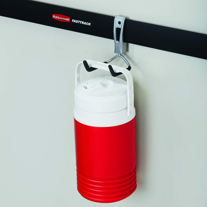 Rubbermaid Fasttrack Wall Mounted Garage Storage Utility Multi Hook for Tools, Chairs, Hose, Equipment, and Other Items, Supports 25 Lbs Each (6 Pack)