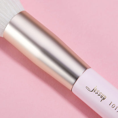 Jessup Brand 25pcs Professional Makeup Brush Set Beauty Cosmetic Foundation Powder Blusher Eyeshadow Blending Highlight Concealer Natural-Synthetic Hair Brushes Set (Pearl White/Silver)