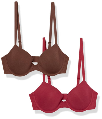 Amazon Essentials Women's Demi Cup Cotton Bra, Pack of 2