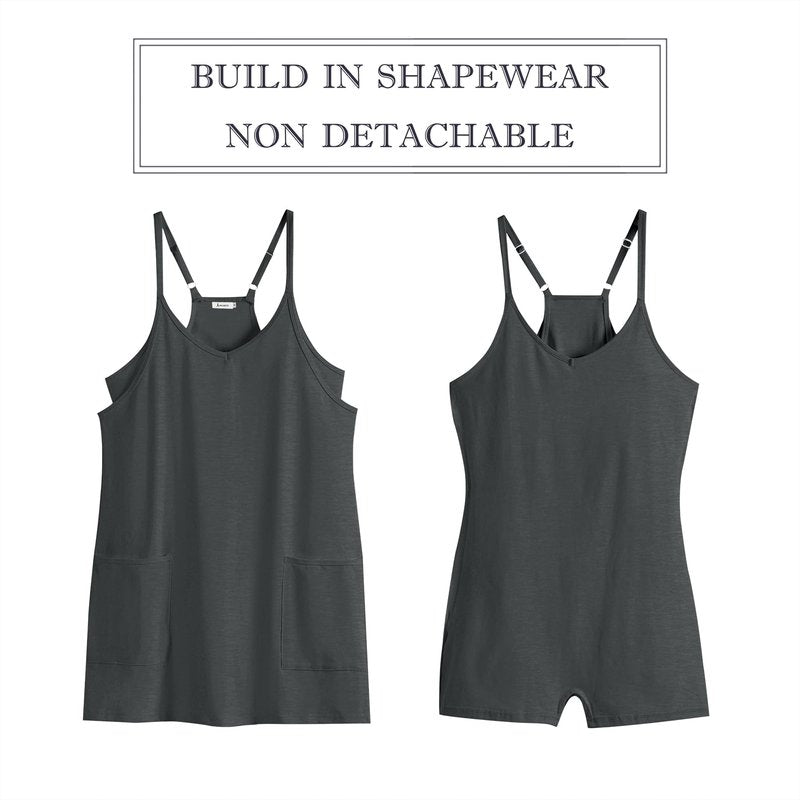 ANRABESS Women Athletic Dress Summer Tennis Workout Active Sports Mini Romper Dress Built in Shorts Travel Vacation Clothes Deep Gray Medium