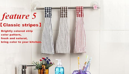 2 Pcs Kitchen Cotton Classical Striped Towel/Absorbent Towel/Hanging