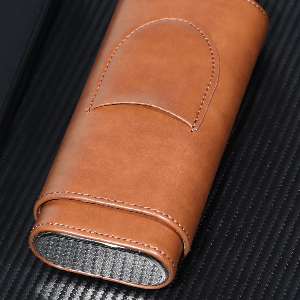 CIYODO Portable Pu Leather Cigar Humidor Case Travel Cigar Holder for Men 3- Capacity Lightweight Protective Storage Box for Outdoor Use
