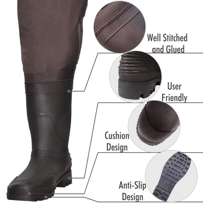 OXYVAN Chest Waders with Boots for Men & Women, Nylon/PVC Lightweight Fishing Wader with Boots Hanger