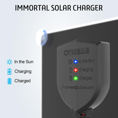 OYMSAE 5W 12V Solar Car Battery Charger Portable Waterproof Solar Power Battery Charger & maintainer with Trickle Cigarette Lighter Plug & Alligator Clip