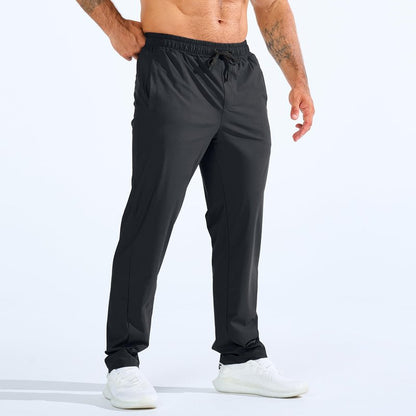 BROKIG Mens LightArmor Workout Sweatpants with Zip Pocket, UPF 50+ Stretch Gym Joggers Men Sweat Pants for Athletic(Medium,Black)