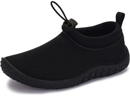 WHITIN Water Shoes for Little Kids Aqua Barefoot Swim Sneakers Beach Minimalist Size 1 Boys Girls Zero Drop Outdoor Surf Boating Kayak Sand Walking Socks All Black 31