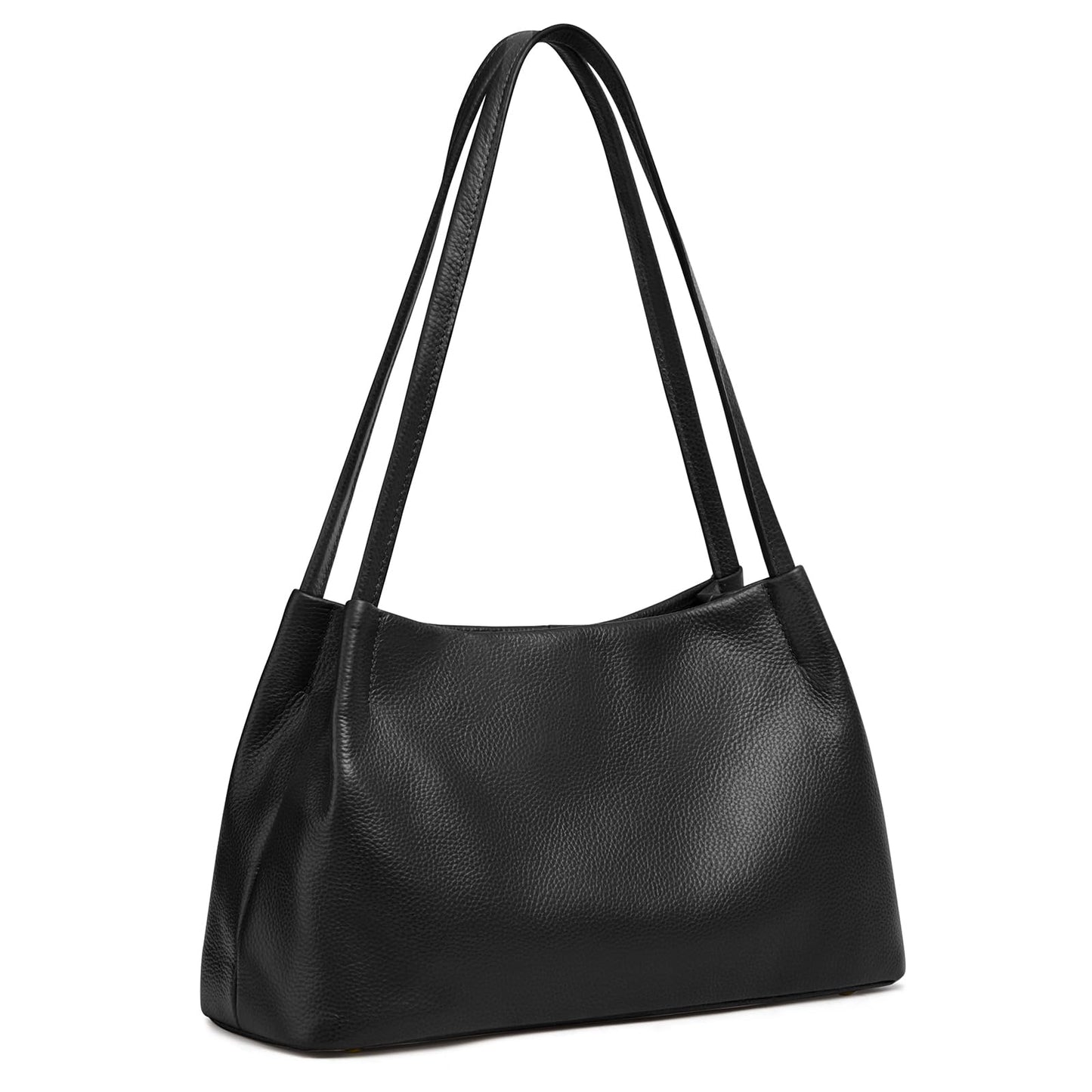 Kattee Leather Purses and Handbags for Women, Soft Genuine Leather Shoulder Hobo Bags with Top Magnetic Snap Closure, Black