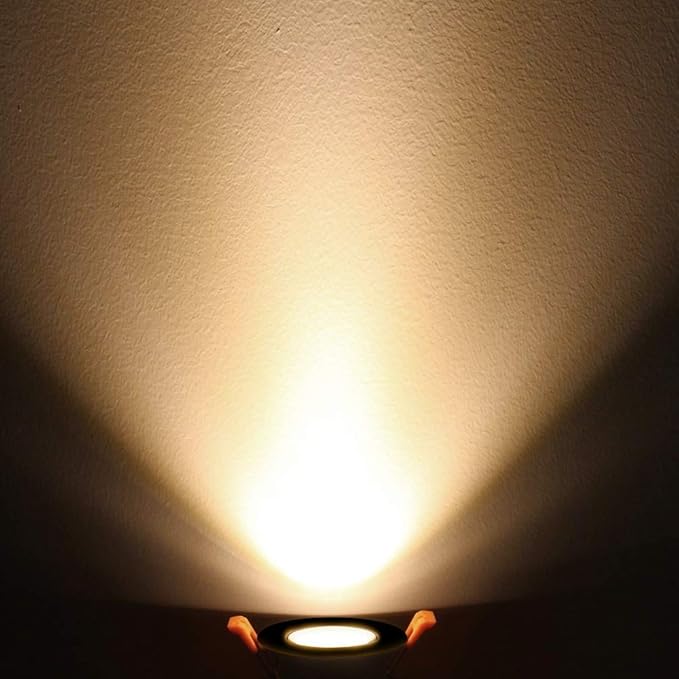 2 Inch LED Downlight, 3W Recessed Lighting COB Dimmable, 3000K Warm White, CRI80, Black Trim, Ceiling Lights with LED Driver, 1 Pack