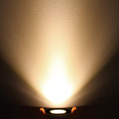 2 Inch LED Downlight, 3W Recessed Lighting COB Dimmable, 3000K Warm White, CRI80, Black Trim, Ceiling Lights with LED Driver, 1 Pack