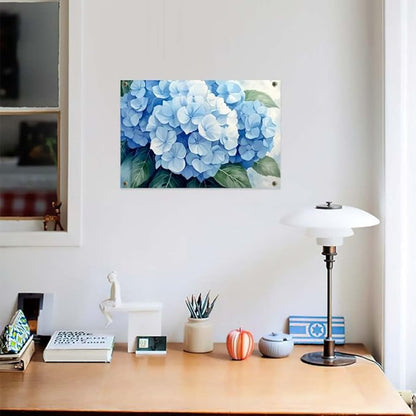 Yesad Blue Hydrangea Pictures, Floral Wall Art Flower Canvas Wall Art Botanical Prints Posters Rustic Wall Décor for Living Room Bedroom Kitchen Farmhouse Wall Décor (Unframed,12"x8",Hydrangea1)