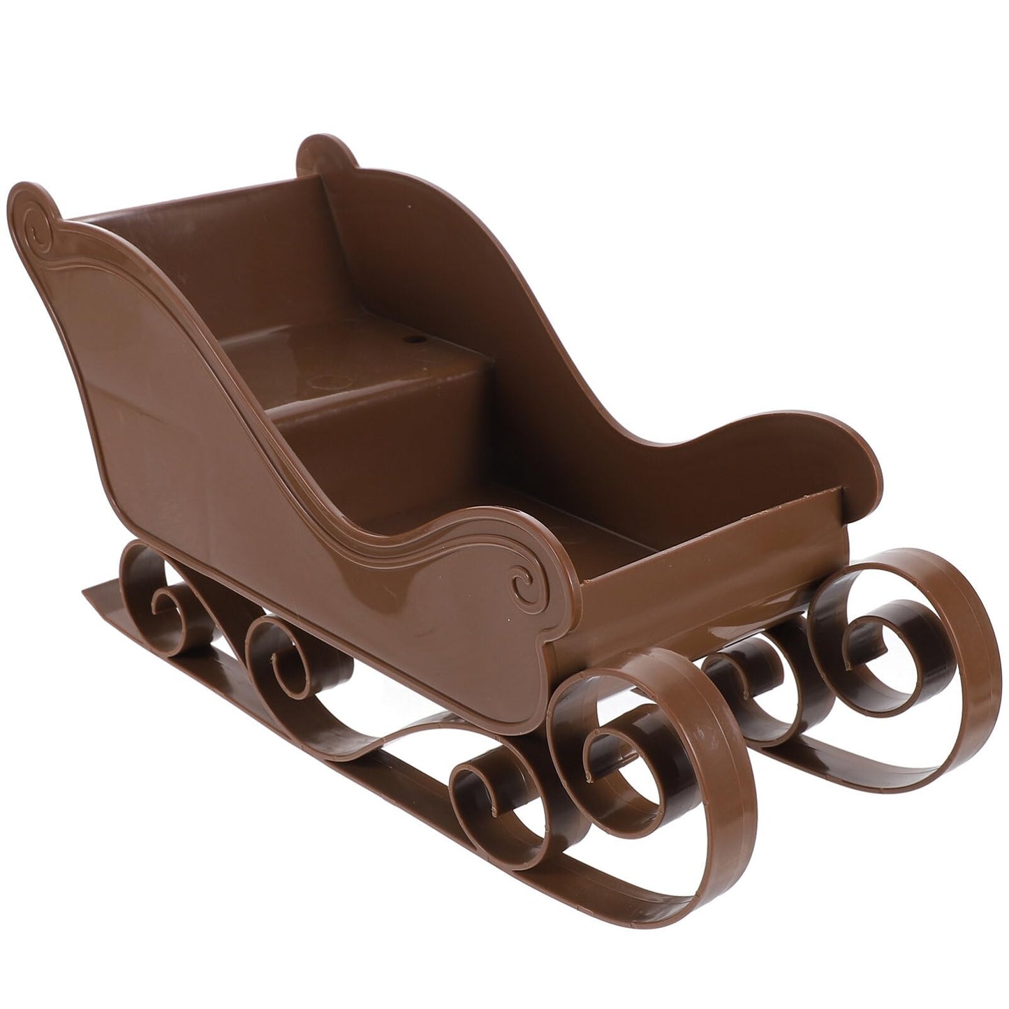 ARTIBETTER Christmas Santa Sleigh Red Candy Dish Bowl Server Prop Container Basket Succulent Planter Desktop Sled Figurine for Holiday Centerpiece Xmas Winter Decor Brown