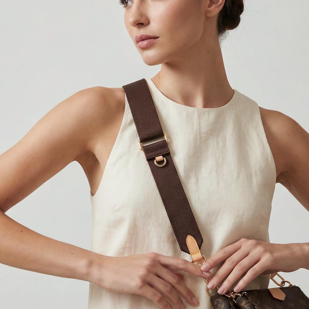 LAVIEV Wide Purse Strap Crossbody Replacement Strap for Handbags Adjustable Black and Brown Leather Purse Strap (Brown-Honey Leather)