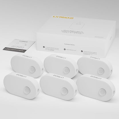 Lyridz Plug in Night Light with Motion Sensor, Smart Warm White LED Nightlights with 1-120LM Stepless Adjustable Brightness for Bathroom, Bedroom, Kitchen, Stairs, Hallway, 6 Pack