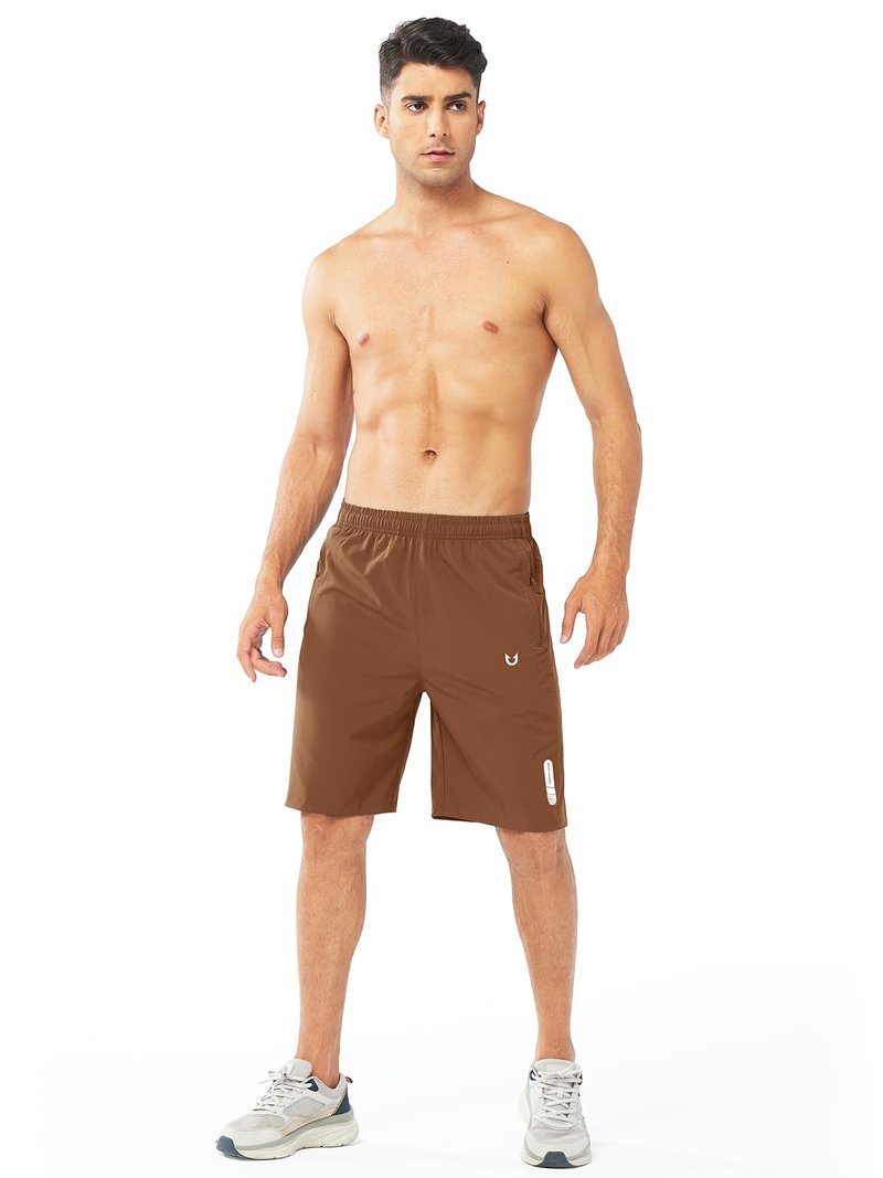 NORTHYARD Men's Athletic Running Shorts Gym Workout 7"/9"/5" Quick Dry Lightweight Sports Basketball Tennis 3 Zipper Pockets BROWN-9inch XL