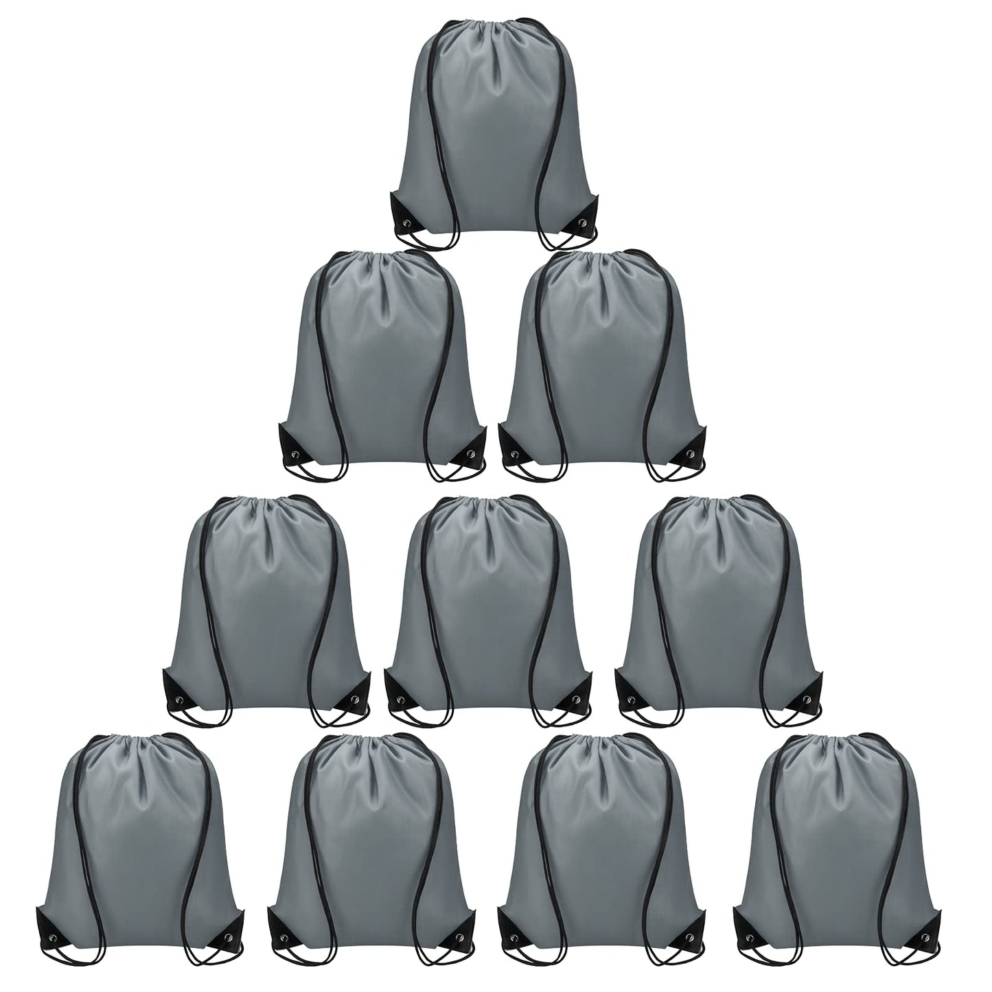 Vorspack Drawstring Backpacks Bulk 10 Pieces String Bags Customized Bags for Party Gym Sport Trip - Grey