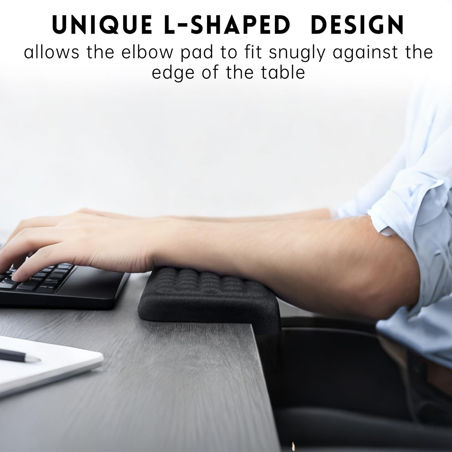 3 PCS L-Shaped Desk Elbow Pad for Desk, Comfort Arm Support Pads Rest for Desk with Non-Slip Base, Easy Relief Typing Pain, Ergonomic Desk Edge Cushion and Wrist Rest for Office Home Computer Keyboard