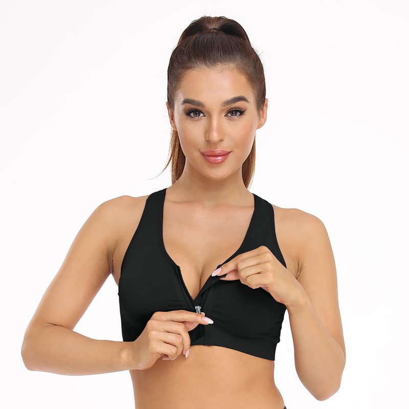 Women's Wireless Post-Surgery Sports Bras - 3 Pack with Padded Racerback, Front Zip Closure, Ideal for Yoga & Workout