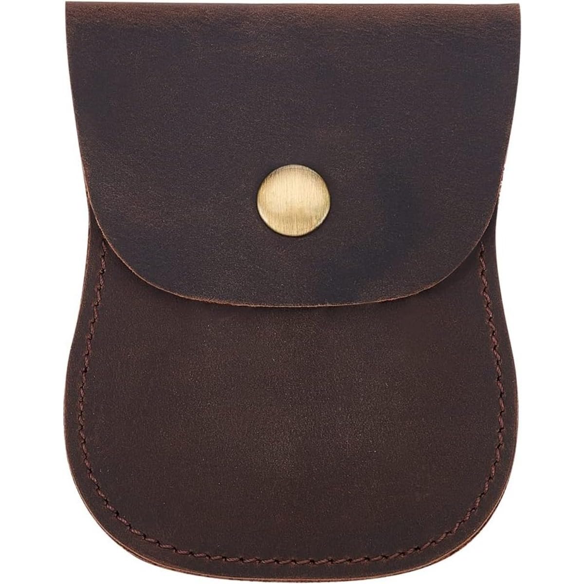 ZYLOXAR Premium Genuine Leather Men’s Wallet Snap Button Coin Purse Portable Change Holder (Brown)