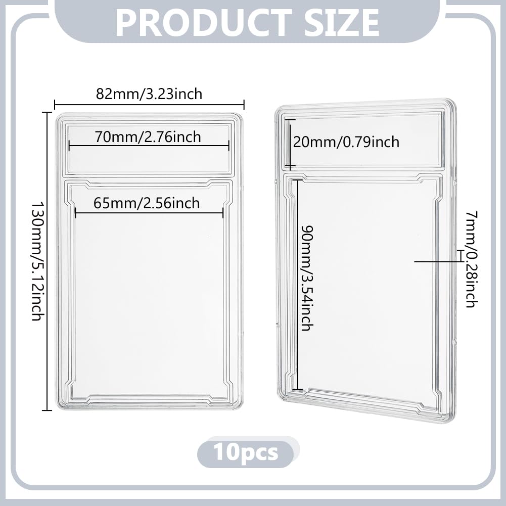 GOMAKERER 10 Pcs Trading Cards Protector, Acrylic Clear Baseball Card Holders with Label Position, Hard Card Sleeves for Card Standard Collector Sport Game Grade Card Case