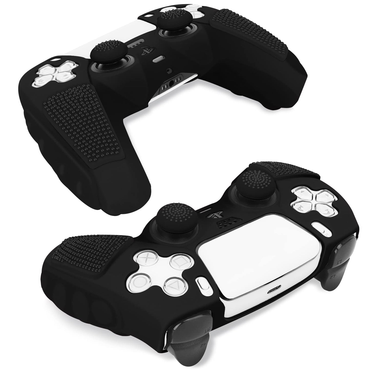 SIKEMAY Anti-Slip PS5 Controller Skin, Soft Thicken Non-Slip Studded Silicone Gel Grip Protective Cover Case for PlayStation 5 Controller Grip, 2 Pack with 8 x Thumb Grip Caps