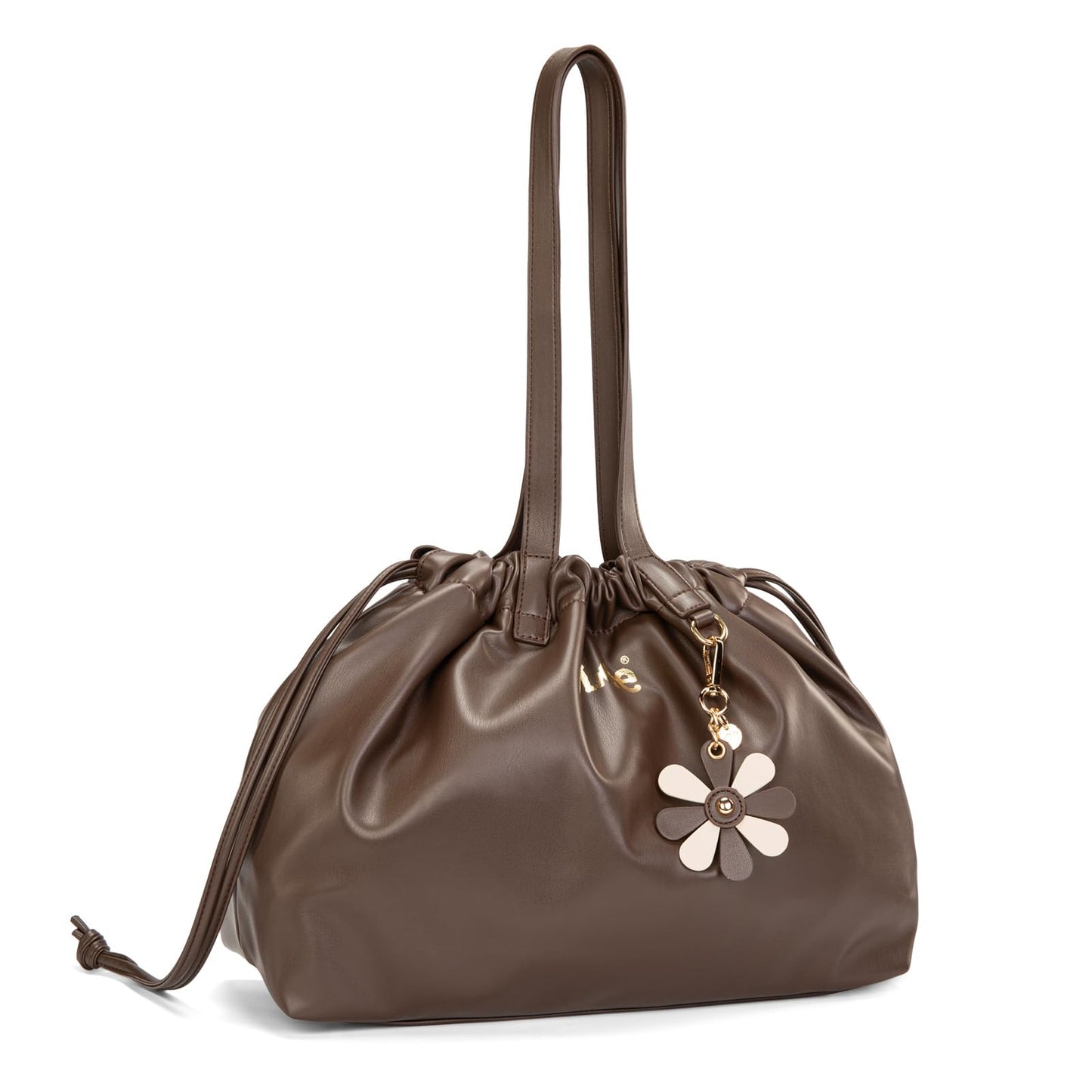 Lee Leather Tote Bag for Women, Spacious Vegan Leather Shoulder Bag & Handbag with Drawstring Closure, Durable Shoulder Straps, Large Capacity Work & Travel Purse, LEE73-001CF