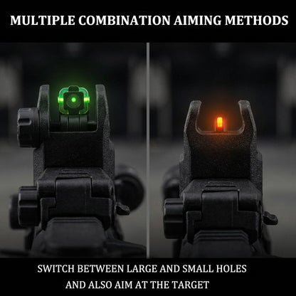 DOPETANE Fiber Optic Sights Flip Up Front and Rear Backup Sights with Red Green Fiber Optics Polymer Fiber Sight Black