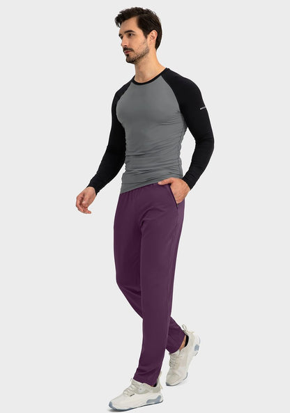 G Gradual Men's Sweatpants with Zipper Pockets Tapered Joggers for Men Athletic Pants for Workout, Jogging, Running (Wine Red, X-Large)