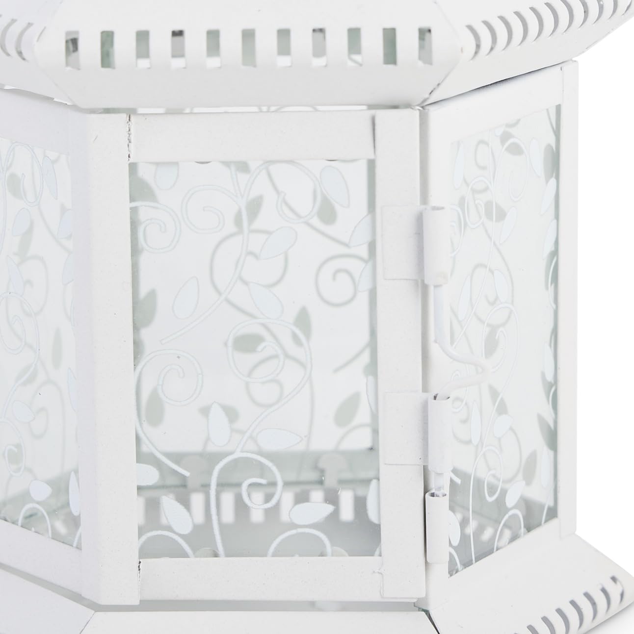 Accent Plus Christmas Decorations Indoor Lantern Decorative Outdoor Christmas Decorations Candle Lantern Moroccan Candle Holders Metal Hanging Lantern, White 6 X 5 X 12 Inches
