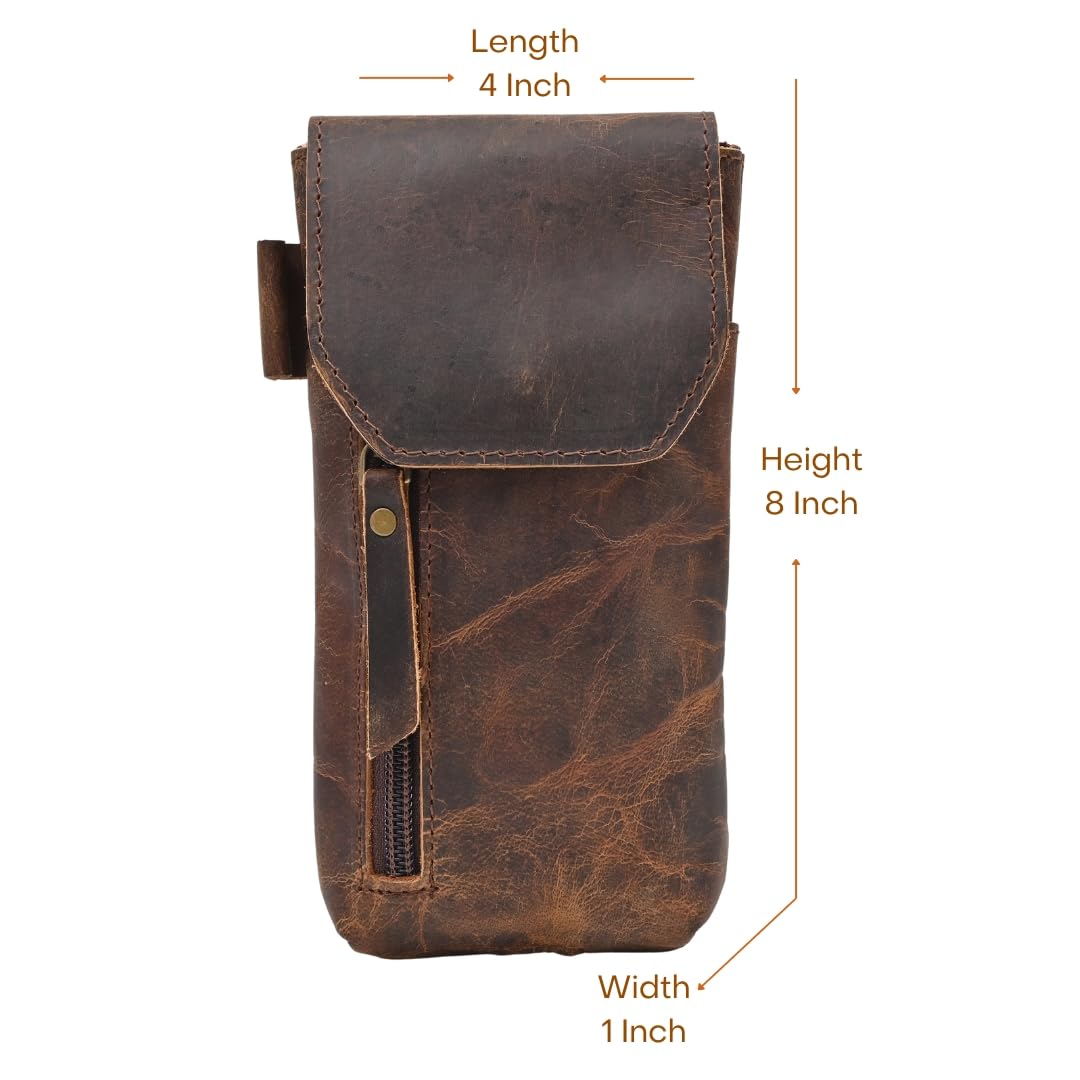 Autentico Genuine Leather Phone Holster Pouch with Belt Clip Cell Phone Cover 8X4 Magnetic Closure ID Card Holder Brown Universal Case for iPhone Samsung Galaxy Google Pixel Leather All Smart Phones