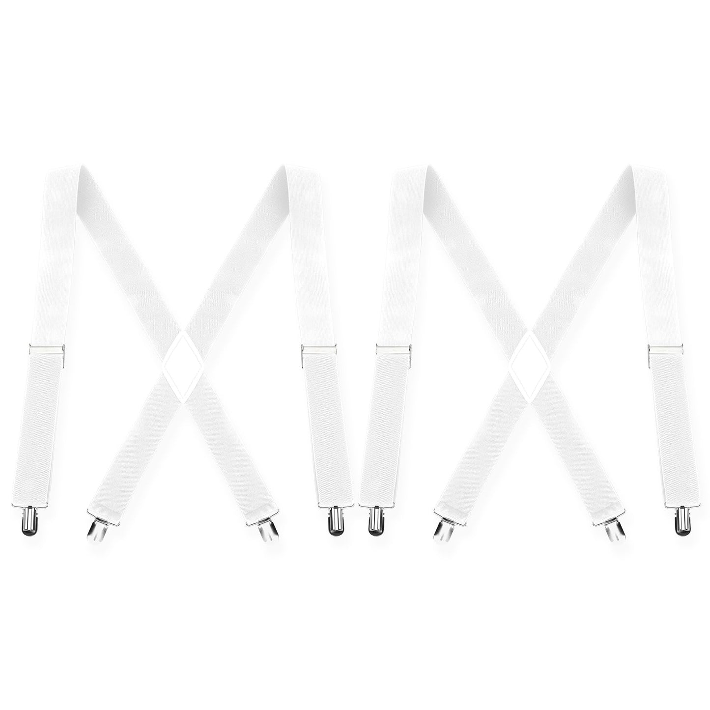 Diulinep Heavy Duty Suspenders - 2 Pack White, Ideal for Men & Women, Perfect for Under Clothing & 1920s Accessories