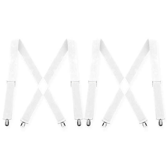 Diulinep Heavy Duty Suspenders - 2 Pack White, Ideal for Men & Women, Perfect for Under Clothing & 1920s Accessories