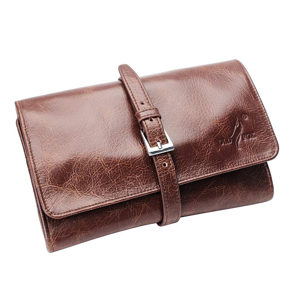 OLD FOX Cigar Pouch Case Pipe Case Holder Genuine Leather Retro Bag Pouch Tobacco Pipe Brown FC0008