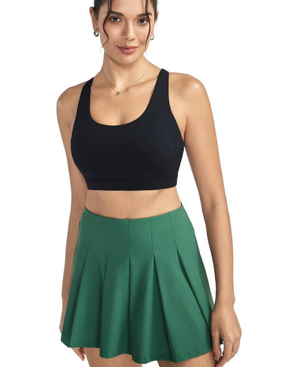 RUNNING GIRL Sports Bra for Women, Criss-Cross Back Padded Strappy Sports Bras Medium Support Yoga Bra with Removable Cups B-Black