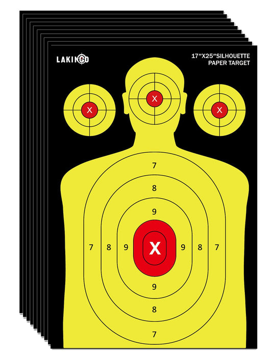 17x25 Inch Silhouette Shooting Target Paper-High-Visibility Reactive Target for Indoor & Outdoor Range, Ideal for Handgun, Rifle & Airgun Practice