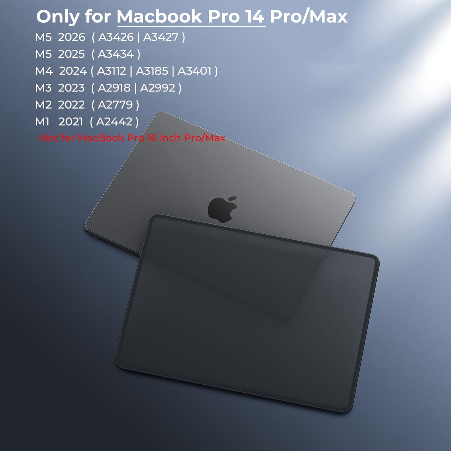 BlueSwan Anti-Cracking Hard Shell Case Compatible with MacBook Pro 14-inch M5 2026 2025-2021 Release M4 M3 M2 M1 Pro/Max Chip, Anti-Fingerprint Soft TPU Bumper, Frosted Black