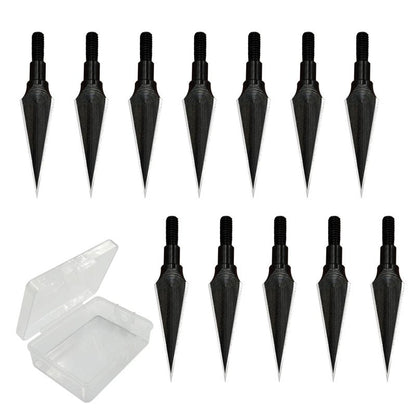 Traditional Archery Broadheads 100/125 Grain - Heat-Treated Arrow Tips for Compound, Recurve Bow & Crossbow, 12 PK for Hunting & Target Practice with 1 PK Broadhead Storage Case (100 Grain Break)