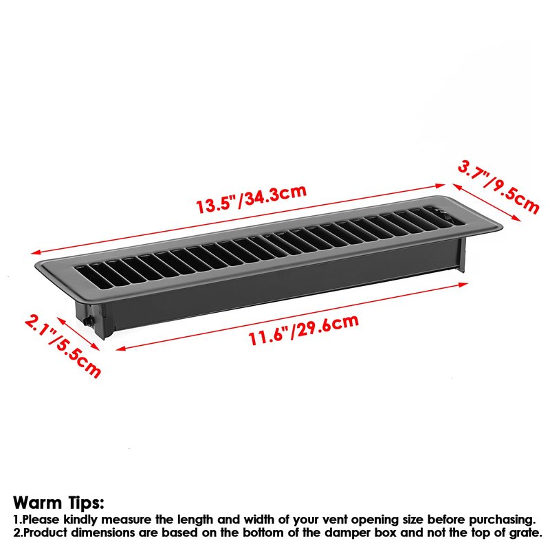 Sumnacon Floor Register 2 x 10 Inch Metal Floor Vents 6 Pack Floor Vent Covers with Adjustable Air Supply Lever, Rust Proof Vent Cover 2x10'',Decorative Vent Covers for Home Floor,Black