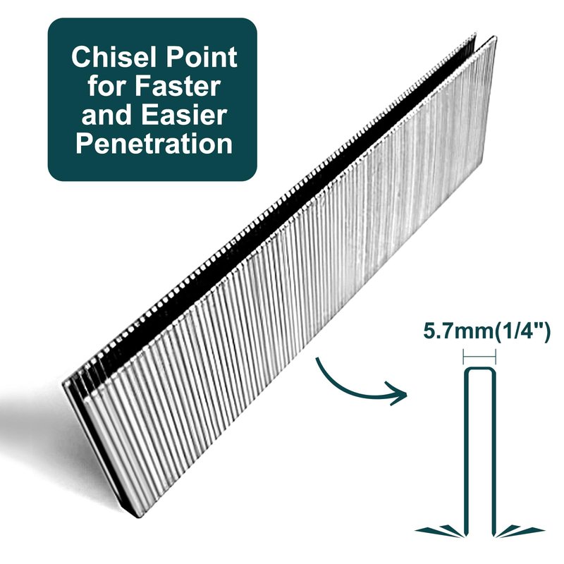 Toicann 18 Gauge Norrow 1/4" Crown Staples 304 Stainless Steel 18 GA Staples for Pneumatic, Electric Stapler (1"-1120 pcs)