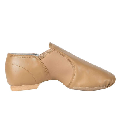 Linodes Unisex 006 PU Leather Upper Slip-on Jazz Shoe for Women and Men's Dance Shoes-Brown 9M
