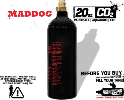 Maddog 20 Oz Refillable Aluminum CO2 Paintball Tank | Lightweight & Durable Design