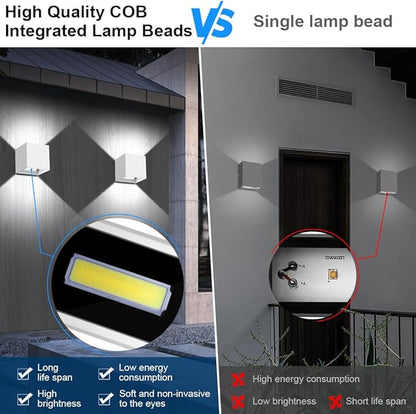 ledmo LED Outdoor Sconses Light Up and Down Wall Lights Adjustable Lighting Beam Aluminum IP65 20W High Power 6000K 1800LM Modern Exterior Lighting Fixture for Patio Home Yard 2 Pack Non Photocell