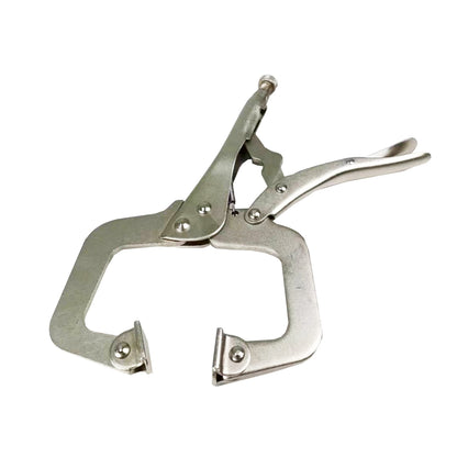 HFS (R) 11-Inch Swivel Pad Locking C-Clamp Locking Pliers (10 pcs) - Heavy-Duty Heat-Treated Steel with Nickel Plating