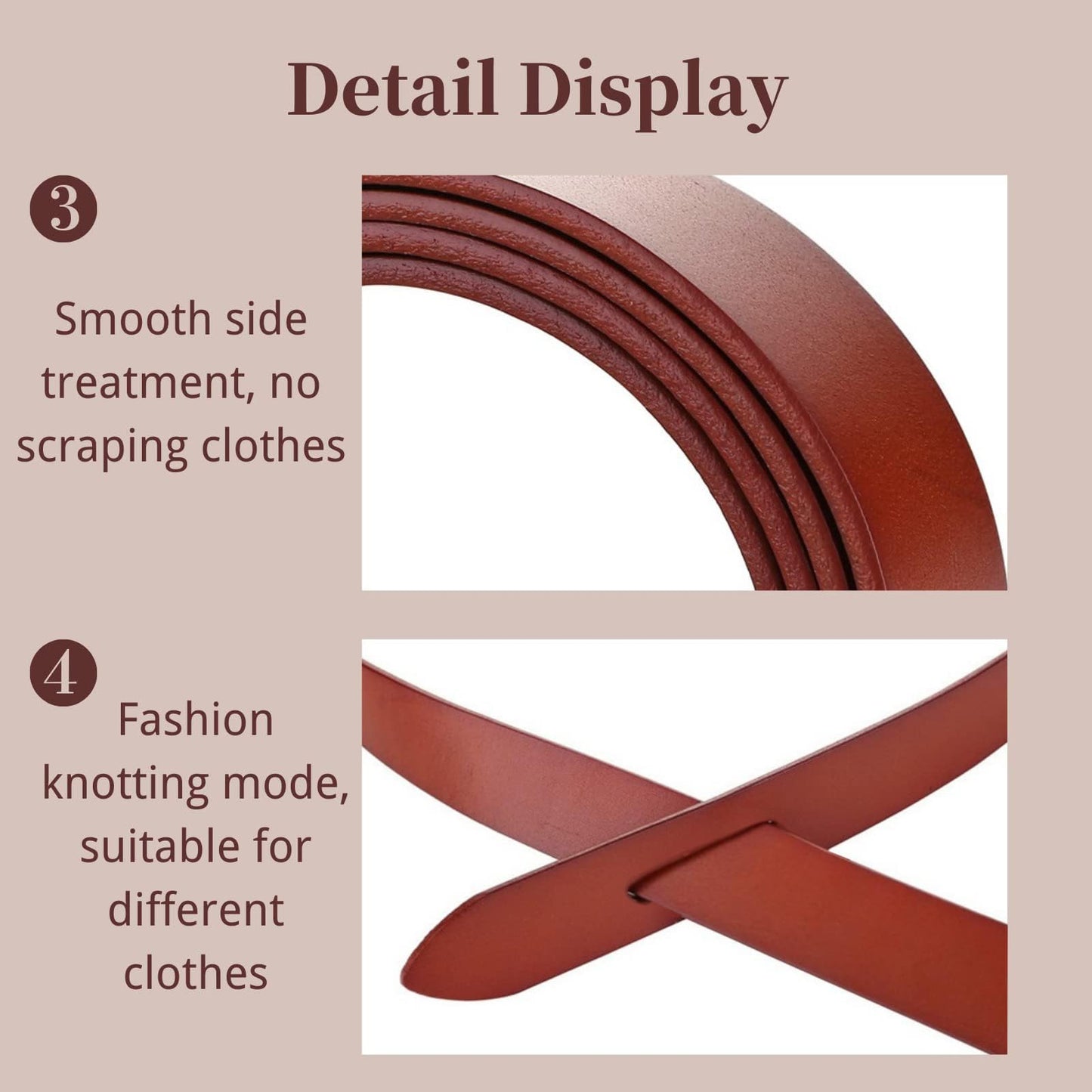 OZJABC Knot Belts For Women Soft Faux Leather Belt Fashion Tie Belts For Women Wrap Belt For Jeans Pants Dress (Brown)