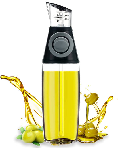 KITLAB Oil Dispenser Bottle, 17oz Olive Oil Dispenser Oil Sprayer, Clear Glass Refillable Oil and Vinegar Dispenser Bottle with Measuring Scale Pump for Kitchen, Cooking, Salads, Baking Frying