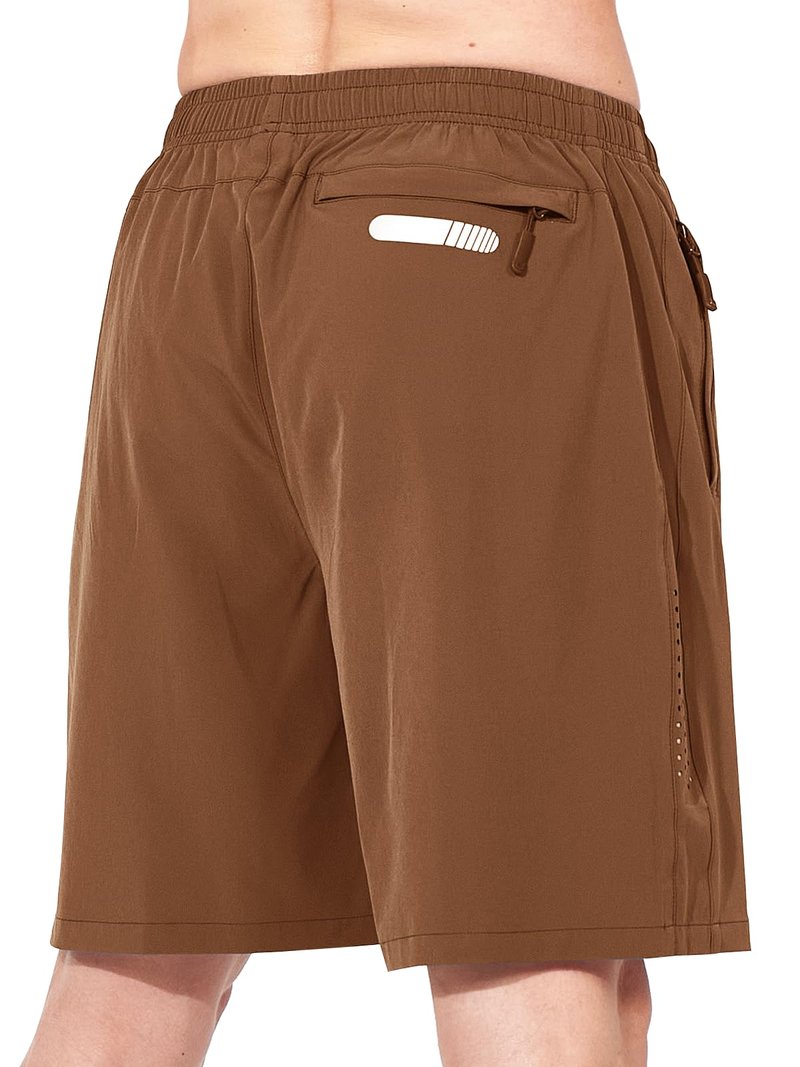 NORTHYARD Men's Athletic Running Shorts Gym Workout 7"/9"/5" Quick Dry Lightweight Sports Basketball Tennis 3 Zipper Pockets Brown 3XL
